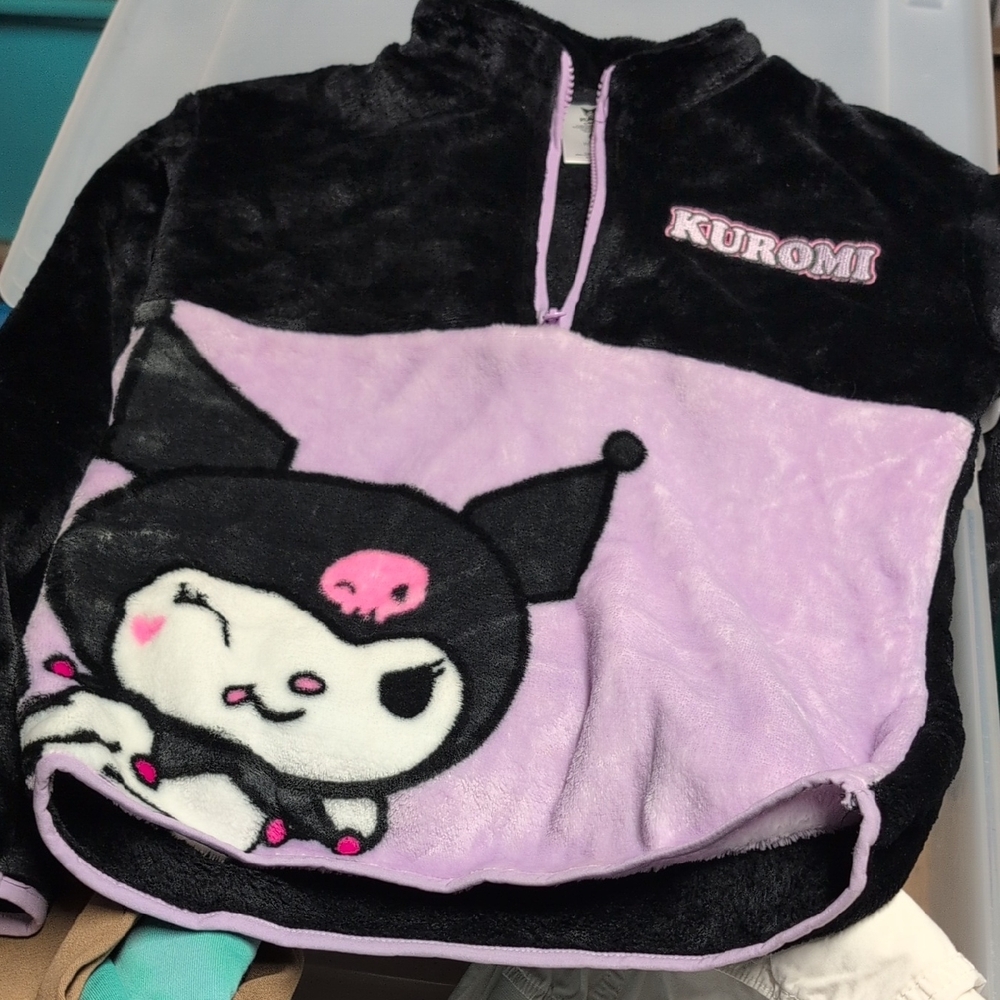 Hybrid Apparel Black and Purple Kuromi Kids Hoodie